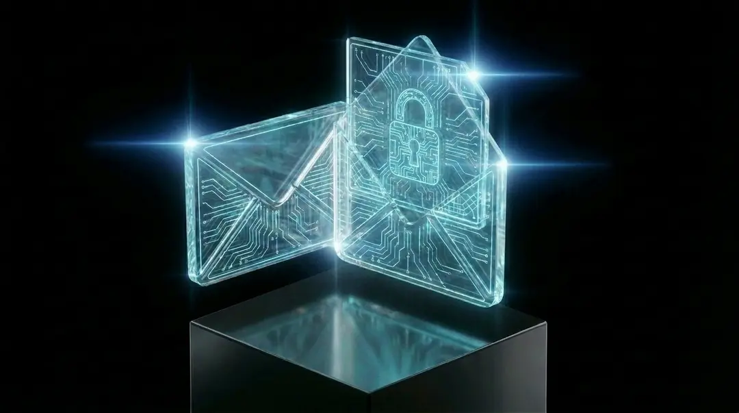 Glass envelope with a padlock, representing email security
