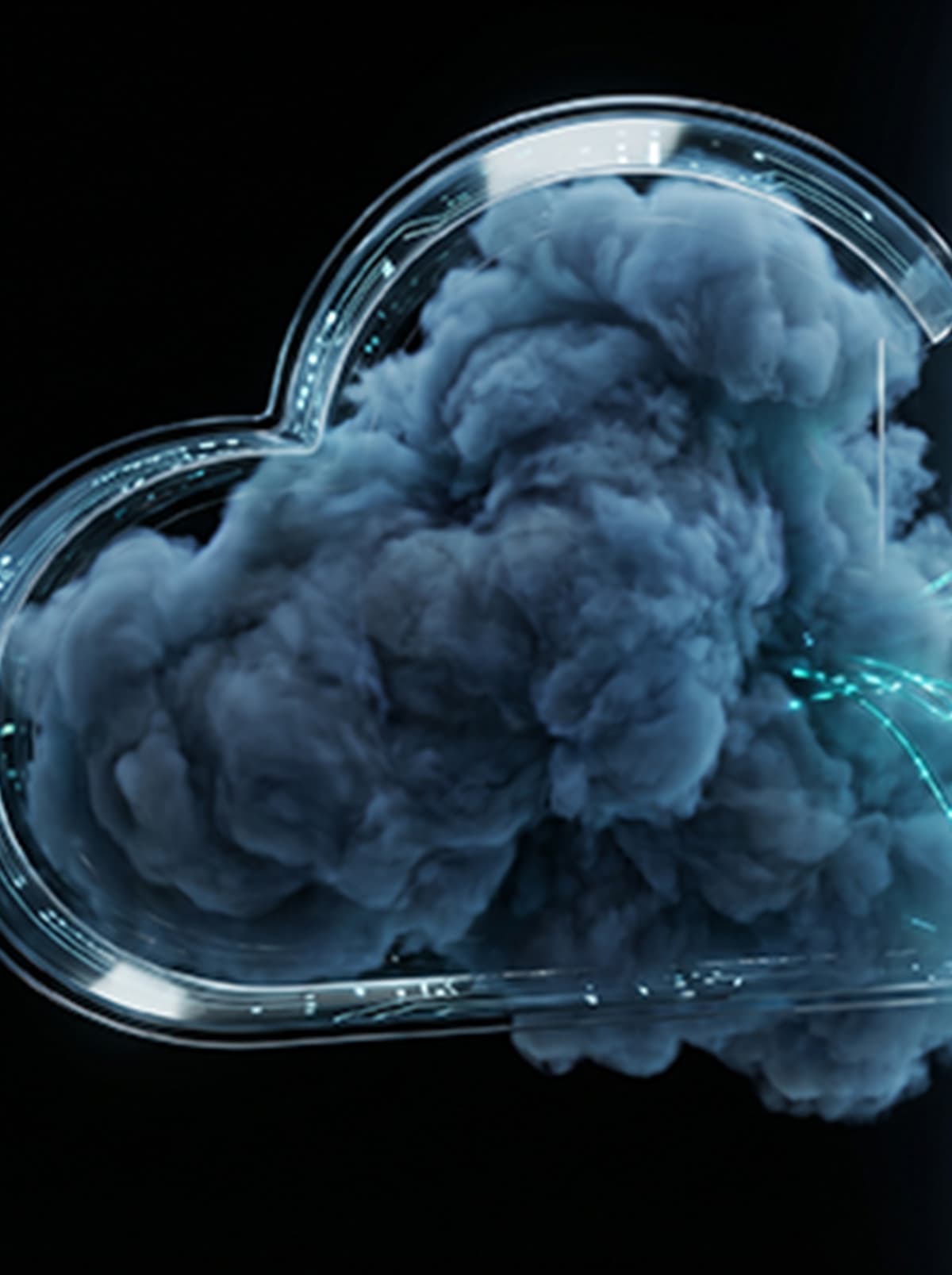 Glass cloud filled with smoke, representing private cloud