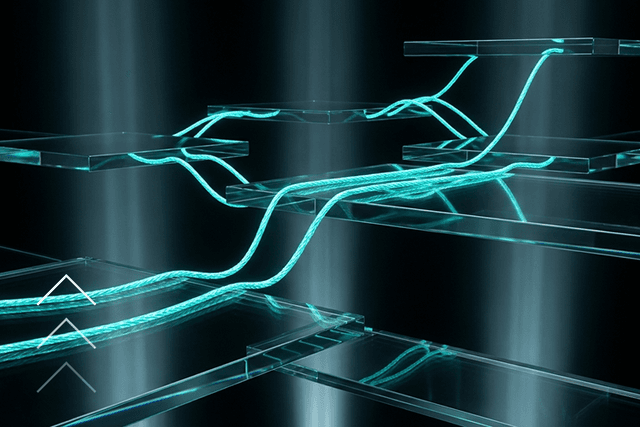 Glowing network links across glass platforms