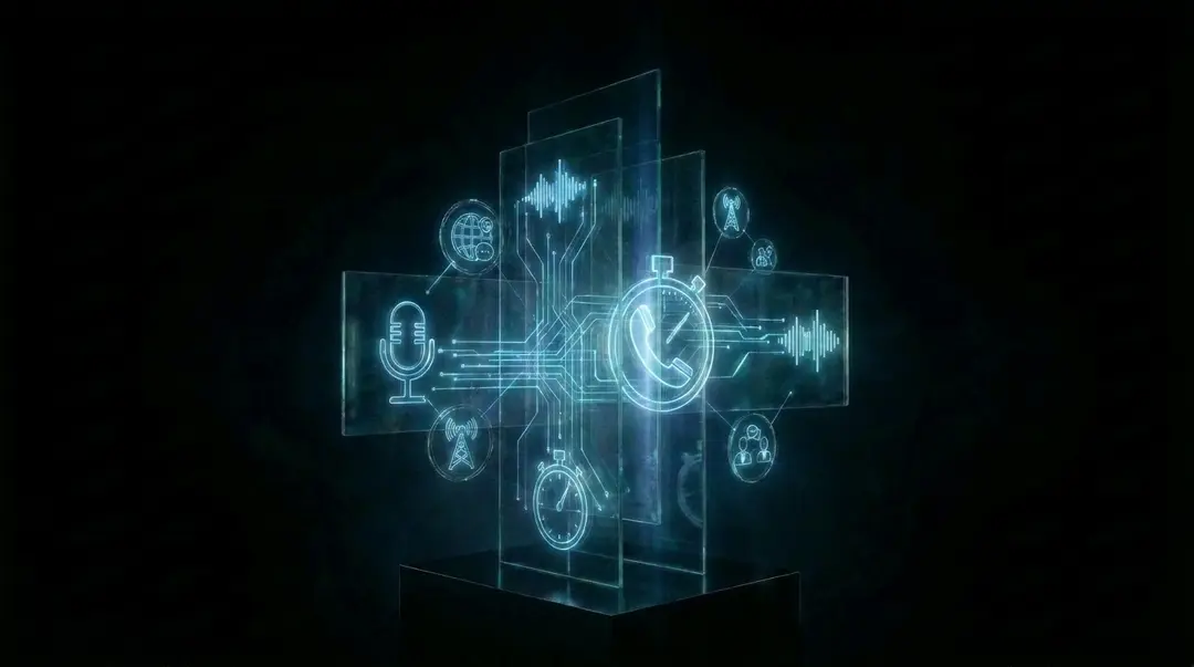 Glass panels with voice and call icons, representing business voice minutes