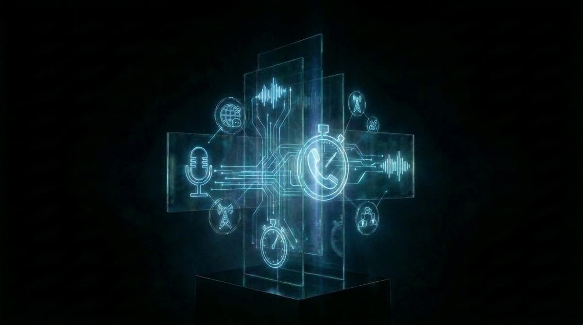 Glass panels with voice and call icons, representing business voice minutes